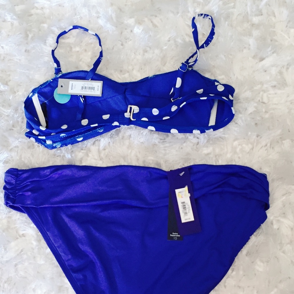 Apt 9 NWT Blue Polka Dot Medium Bikini - Picture 2 of 6